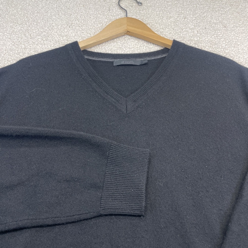 Raffi Cashmere‎ V- Neck Sweater Soft Lightweight Black 100% Cashmere Men's XXL